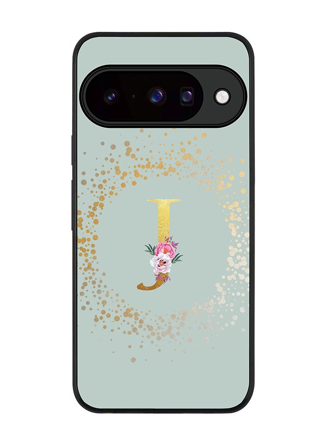 For Google Pixel 10 Case,Slim fit Camera Protection, Shockproof Thin Phone cover  - Custom Monogram Floral - J  (Light Grey )